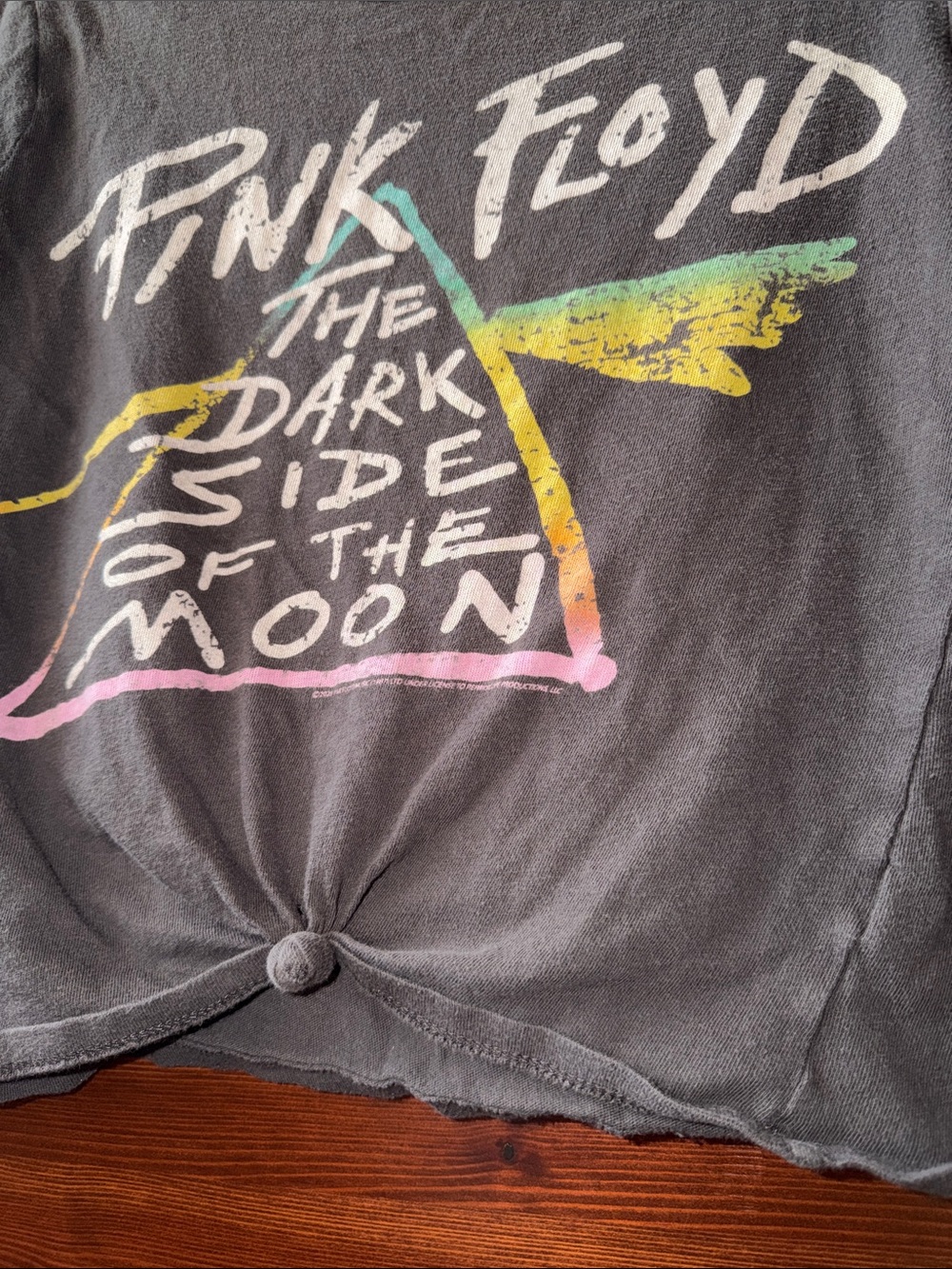 Chaser Pink Floyd Dark Side of the Moon Charcoal Gray Knotted Tee XS - Picture 3 of 5